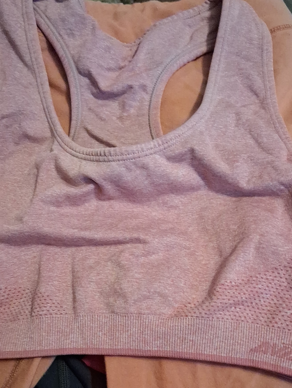 Avia Heathered Light Pink Racerback Sports Bra